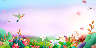 缤纷彩色花卉春天春季促销新品上市优惠特价海报背景展板
